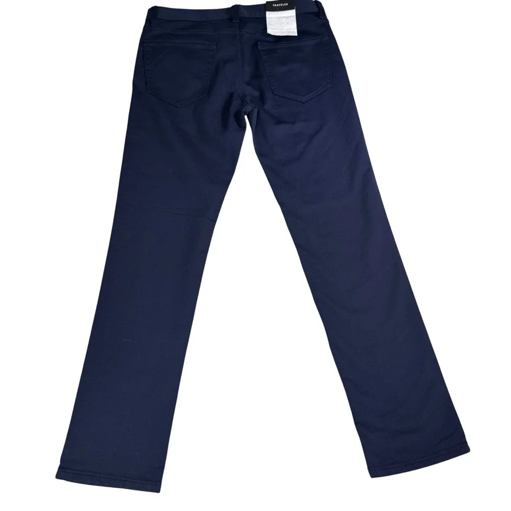 Banana Republic Traveler Pants Mens 31x30 Slim Fit Mid Rise Navy Blue Chinos